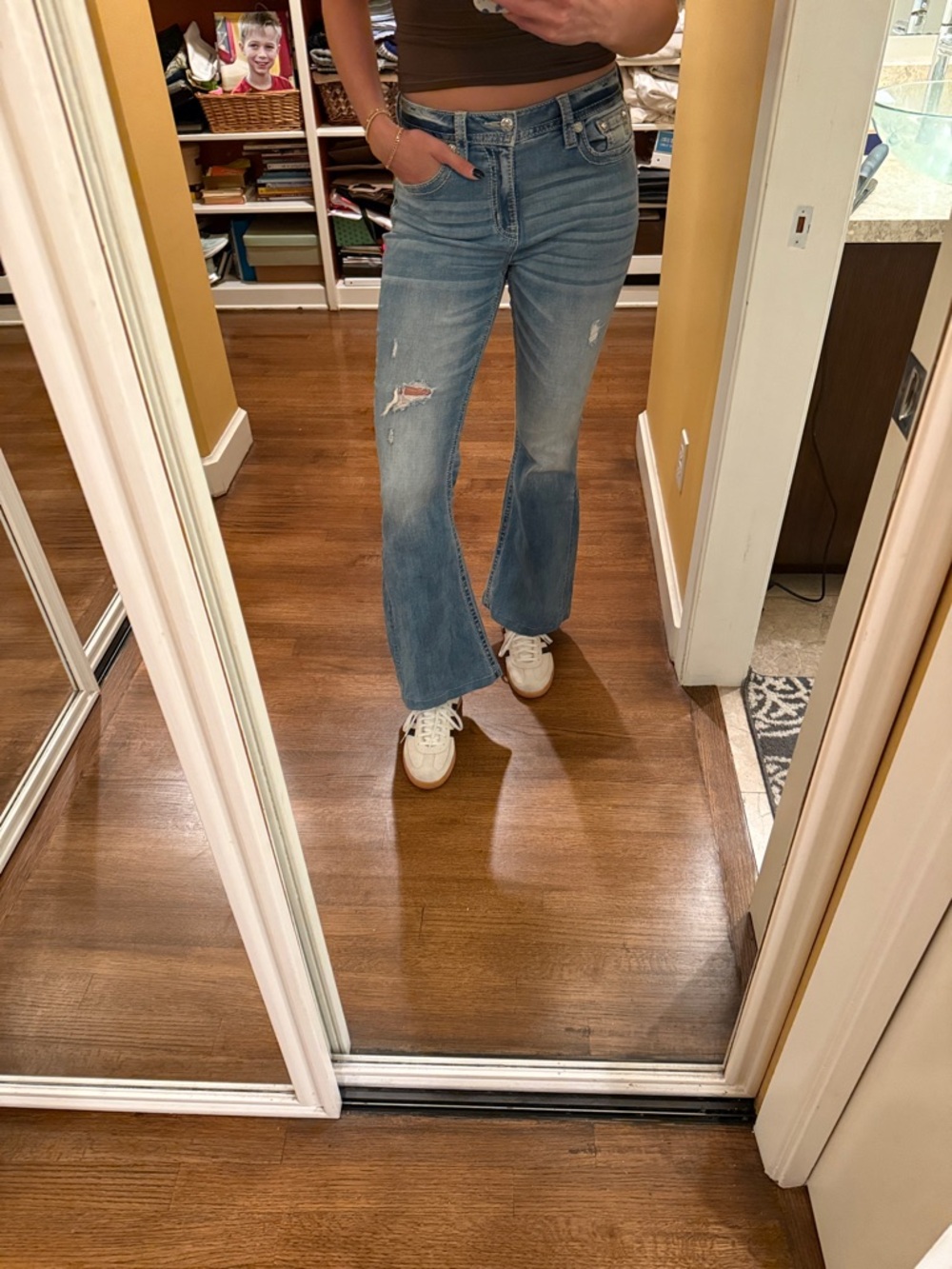 MISS ME DENIM Blue Distressed Flared Jeans